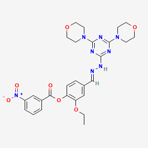 molecular formula C27H30N8O7 B5753315 4-[2-(4,6-di-4-morpholinyl-1,3,5-triazin-2-yl)carbonohydrazonoyl]-2-ethoxyphenyl 3-nitrobenzoate 