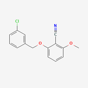 molecular formula C15H12ClNO2 B575346 2-[(3-Chlorophenyl)methoxy]-6-methoxybenzonitrile CAS No. 175204-01-0
