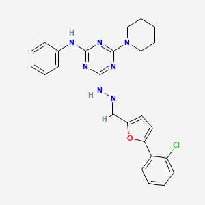 5-(2-chlorophenyl)-2-furaldehyde [4-anilino-6-(1-piperidinyl)-1,3,5-triazin-2-yl]hydrazone