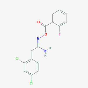 molecular formula C15H11Cl2FN2O2 B5753508 2-(2,4-dichlorophenyl)-N'-[(2-fluorobenzoyl)oxy]ethanimidamide 
