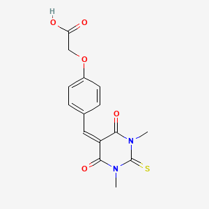 molecular formula C15H14N2O5S B5753527 {4-[(1,3-dimethyl-4,6-dioxo-2-thioxotetrahydro-5(2H)-pyrimidinylidene)methyl]phenoxy}acetic acid 