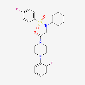 molecular formula C24H29F2N3O3S B5753534 N-cyclohexyl-4-fluoro-N-{2-[4-(2-fluorophenyl)-1-piperazinyl]-2-oxoethyl}benzenesulfonamide 