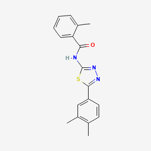 molecular formula C18H17N3OS B5753623 N-[5-(3,4-dimethylphenyl)-1,3,4-thiadiazol-2-yl]-2-methylbenzamide 