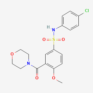 molecular formula C18H19ClN2O5S B5753751 N-(4-chlorophenyl)-4-methoxy-3-(4-morpholinylcarbonyl)benzenesulfonamide 