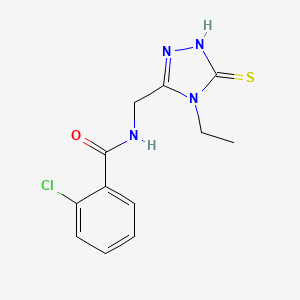molecular formula C12H13ClN4OS B5753950 2-chloro-N-[(4-ethyl-5-mercapto-4H-1,2,4-triazol-3-yl)methyl]benzamide 