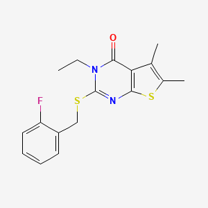 molecular formula C17H17FN2OS2 B5753980 3-ethyl-2-[(2-fluorobenzyl)thio]-5,6-dimethylthieno[2,3-d]pyrimidin-4(3H)-one CAS No. 573706-13-5