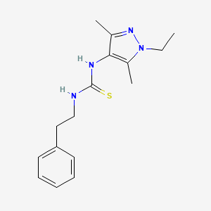 molecular formula C16H22N4S B5754095 N-(1-ethyl-3,5-dimethyl-1H-pyrazol-4-yl)-N'-(2-phenylethyl)thiourea 