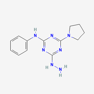 4-hydrazino-N-phenyl-6-(1-pyrrolidinyl)-1,3,5-triazin-2-amine
