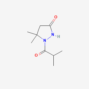 molecular formula C9H16N2O2 B575427 1-Isobutyryl-5,5-dimethylpyrazolidin-3-one CAS No. 174470-68-9