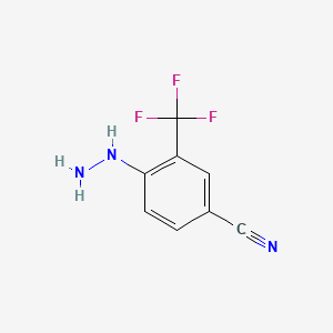 molecular formula C8H6F3N3 B575433 4-Hydrazinyl-3-(trifluoromethyl)benzonitrile CAS No. 184163-56-2
