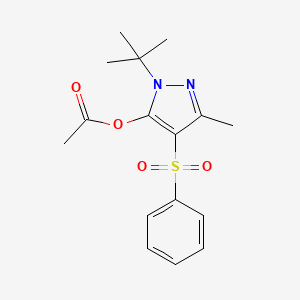 molecular formula C16H20N2O4S B5754337 1-tert-butyl-3-methyl-4-(phenylsulfonyl)-1H-pyrazol-5-yl acetate 