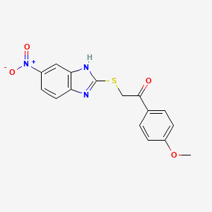 molecular formula C16H13N3O4S B5754340 1-(4-methoxyphenyl)-2-[(5-nitro-1H-benzimidazol-2-yl)thio]ethanone 