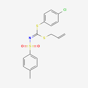 molecular formula C17H16ClNO2S3 B5754559 allyl 4-chlorophenyl [(4-methylphenyl)sulfonyl]dithioimidocarbonate 