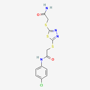 molecular formula C12H11ClN4O2S3 B5754636 2-({5-[(2-amino-2-oxoethyl)thio]-1,3,4-thiadiazol-2-yl}thio)-N-(4-chlorophenyl)acetamide 