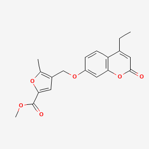 molecular formula C19H18O6 B5754644 methyl 4-{[(4-ethyl-2-oxo-2H-chromen-7-yl)oxy]methyl}-5-methyl-2-furoate 
