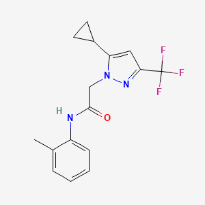 molecular formula C16H16F3N3O B5754698 2-[5-cyclopropyl-3-(trifluoromethyl)-1H-pyrazol-1-yl]-N-(2-methylphenyl)acetamide 