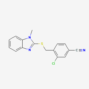 molecular formula C16H12ClN3S B5754723 3-chloro-4-{[(1-methyl-1H-benzimidazol-2-yl)thio]methyl}benzonitrile 