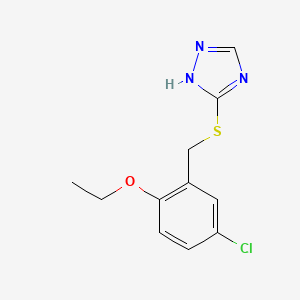 molecular formula C11H12ClN3OS B5754768 3-[(5-chloro-2-ethoxybenzyl)thio]-4H-1,2,4-triazole 