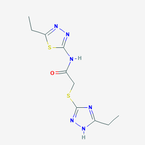 molecular formula C10H14N6OS2 B5754892 N-(5-ethyl-1,3,4-thiadiazol-2-yl)-2-[(5-ethyl-4H-1,2,4-triazol-3-yl)thio]acetamide 