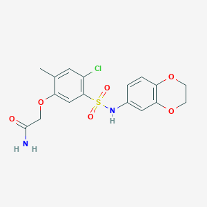 molecular formula C17H17ClN2O6S B5754972 2-{4-chloro-5-[(2,3-dihydro-1,4-benzodioxin-6-ylamino)sulfonyl]-2-methylphenoxy}acetamide 