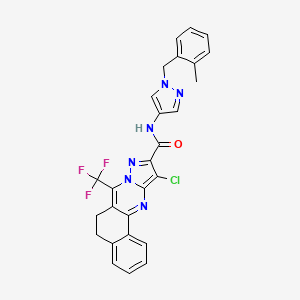 molecular formula C27H20ClF3N6O B5755069 11-chloro-N-[1-(2-methylbenzyl)-1H-pyrazol-4-yl]-7-(trifluoromethyl)-5,6-dihydrobenzo[h]pyrazolo[5,1-b]quinazoline-10-carboxamide 