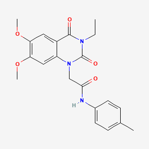 molecular formula C21H23N3O5 B5755163 2-(3-ethyl-6,7-dimethoxy-2,4-dioxo-3,4-dihydro-1(2H)-quinazolinyl)-N-(4-methylphenyl)acetamide 