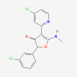 molecular formula C16H12Cl2N2O2 B575521 2-(3-Chlorophenyl)-4-(4-chloropyridin-2-yl)-5-(methylamino)furan-3-one CAS No. 187591-98-6