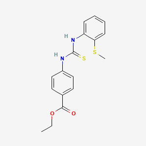 molecular formula C17H18N2O2S2 B5755310 ethyl 4-[({[2-(methylthio)phenyl]amino}carbonothioyl)amino]benzoate 