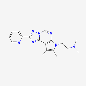 molecular formula C18H21N7 B5755318 2-[8,9-dimethyl-2-(2-pyridinyl)-7H-pyrrolo[3,2-e][1,2,4]triazolo[1,5-c]pyrimidin-7-yl]-N,N-dimethylethanamine 