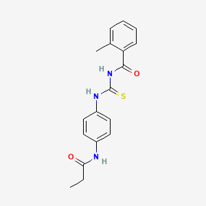 molecular formula C18H19N3O2S B5755404 2-methyl-N-({[4-(propionylamino)phenyl]amino}carbonothioyl)benzamide 