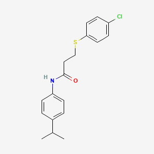 molecular formula C18H20ClNOS B5755468 3-[(4-chlorophenyl)thio]-N-(4-isopropylphenyl)propanamide 