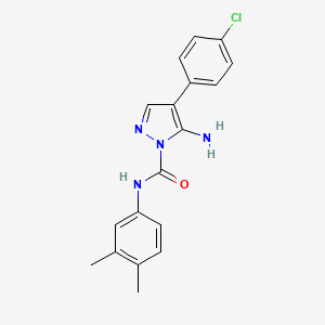 molecular formula C18H17ClN4O B5755628 5-amino-4-(4-chlorophenyl)-N-(3,4-dimethylphenyl)-1H-pyrazole-1-carboxamide 