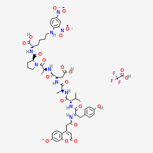 (2S)-2-[[(2S)-1-[(2S)-2-[[(2S)-3-carboxy-2-[[(2S)-2-[[(2S)-2-[[(2S)-3-(4-hydroxyphenyl)-2-[[2-(7-methoxy-2-oxochromen-4-yl)acetyl]amino]propanoyl]amino]-3-methylbutanoyl]amino]propanoyl]amino]propanoyl]amino]propanoyl]pyrrolidine-2-carbonyl]amino]-6-(2,4-dinitroanilino)hexanoic acid