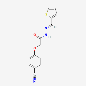 molecular formula C14H11N3O2S B5755766 2-(4-cyanophenoxy)-N'-(2-thienylmethylene)acetohydrazide 