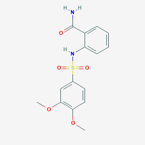 molecular formula C15H16N2O5S B5755886 2-{[(3,4-dimethoxyphenyl)sulfonyl]amino}benzamide 