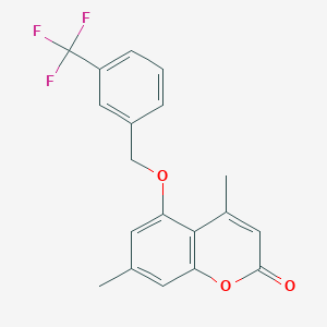 molecular formula C19H15F3O3 B5755969 4,7-dimethyl-5-{[3-(trifluoromethyl)benzyl]oxy}-2H-chromen-2-one 