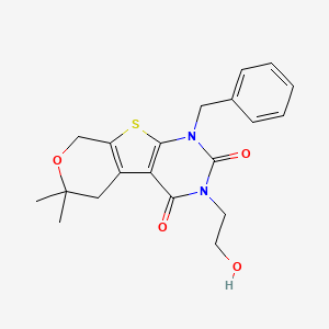 molecular formula C20H22N2O4S B5756067 1-benzyl-3-(2-hydroxyethyl)-6,6-dimethyl-1,5,6,8-tetrahydro-2H-pyrano[4',3':4,5]thieno[2,3-d]pyrimidine-2,4(3H)-dione 