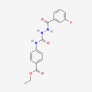 molecular formula C17H16FN3O4 B5756356 ethyl 4-({[2-(3-fluorobenzoyl)hydrazino]carbonyl}amino)benzoate 