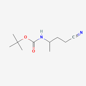 molecular formula C10H18N2O2 B575637 4-[N-(叔丁氧羰基)]-氨基戊腈 CAS No. 172833-24-8