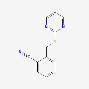 molecular formula C12H9N3S B5756451 2-[(2-pyrimidinylthio)methyl]benzonitrile 