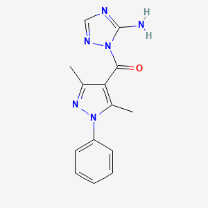 molecular formula C14H14N6O B5756497 1-[(3,5-dimethyl-1-phenyl-1H-pyrazol-4-yl)carbonyl]-1H-1,2,4-triazol-5-amine 