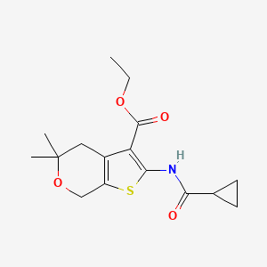 molecular formula C16H21NO4S B5756536 ethyl 2-[(cyclopropylcarbonyl)amino]-5,5-dimethyl-4,7-dihydro-5H-thieno[2,3-c]pyran-3-carboxylate 