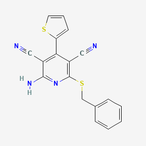 molecular formula C18H12N4S2 B5756565 2-amino-6-(benzylthio)-4-(2-thienyl)-3,5-pyridinedicarbonitrile 