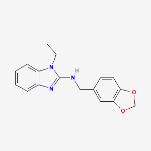 molecular formula C17H17N3O2 B5756626 N-(1,3-benzodioxol-5-ylmethyl)-1-ethyl-1H-benzimidazol-2-amine 