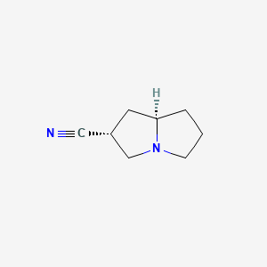 molecular formula C8H12N2 B575668 (2R,7AR)-hexahydro-1H-pyrrolizine-2-carbonitrile CAS No. 172339-59-2