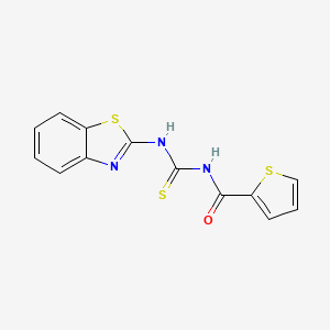 molecular formula C13H9N3OS3 B5756681 N-[(1,3-benzothiazol-2-ylamino)carbonothioyl]-2-thiophenecarboxamide 