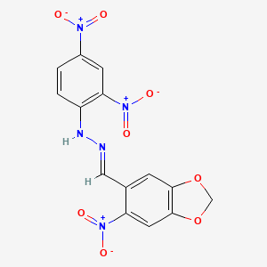 molecular formula C14H9N5O8 B5756697 6-nitro-1,3-benzodioxole-5-carbaldehyde (2,4-dinitrophenyl)hydrazone 