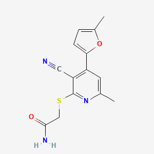 molecular formula C14H13N3O2S B5756789 2-{[3-cyano-6-methyl-4-(5-methyl-2-furyl)-2-pyridinyl]thio}acetamide 