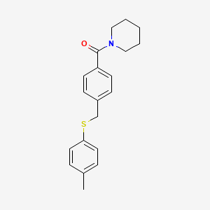 molecular formula C20H23NOS B5756922 1-(4-{[(4-methylphenyl)thio]methyl}benzoyl)piperidine 