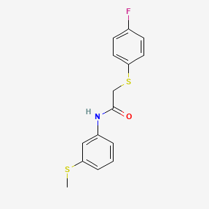 molecular formula C15H14FNOS2 B5756925 2-[(4-fluorophenyl)thio]-N-[3-(methylthio)phenyl]acetamide 